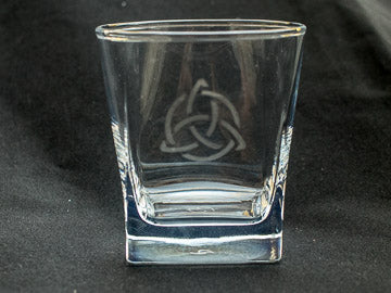 Etched Heavyweight Old Fashioned Glass Celtic Themed