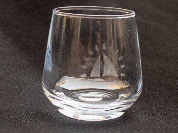 Etched Glass Stemless Wine Glass