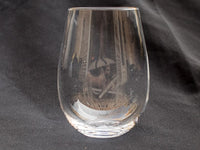 Etched Beach Themed stemless Wine Glass