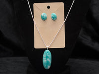 Turquoise oval earring and necklace set
