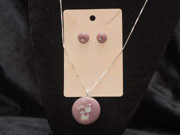 lilac and cream circle pendant set