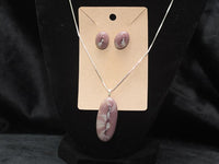 Oval lilac and cream earring and necklace set