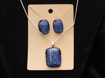 Dichroic purple necklace and earring set